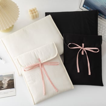 Taška na notebook s puzdrom na iPad, štýl Ins Ballet Macaron, konštrukcia z polyesteru s podšívkou z polyesteru, vodeodolná, odolná voči opotrebovaniu, mestský minimalistický dizajn, jednobarevný vzor