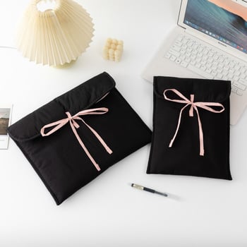 Taška na notebook s puzdrom na iPad, štýl Ins Ballet Macaron, konštrukcia z polyesteru s podšívkou z polyesteru, vodeodolná, odolná voči opotrebovaniu, mestský minimalistický dizajn, jednobarevný vzor