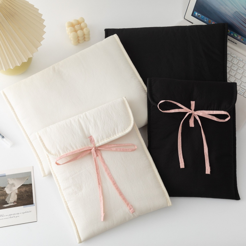 Taška na notebook s puzdrom na iPad, štýl Ins Ballet Macaron, konštrukcia z polyesteru s podšívkou z polyesteru, vodeodolná, odolná voči opotrebovaniu, mestský minimalistický dizajn, jednobarevný vzor