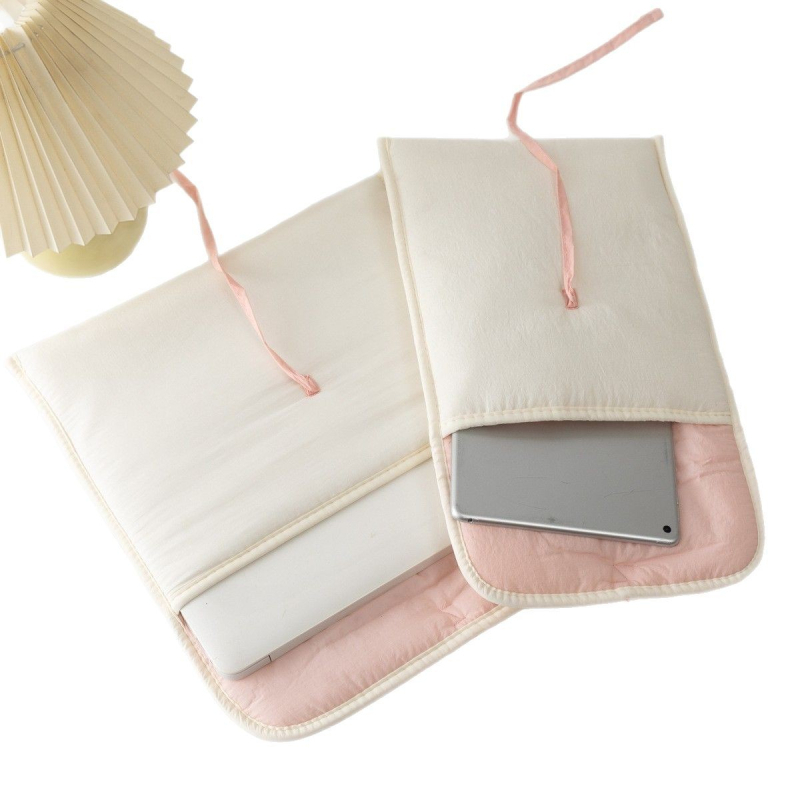 Taška na notebook s puzdrom na iPad, štýl Ins Ballet Macaron, konštrukcia z polyesteru s podšívkou z polyesteru, vodeodolná, odolná voči opotrebovaniu, mestský minimalistický dizajn, jednobarevný vzor