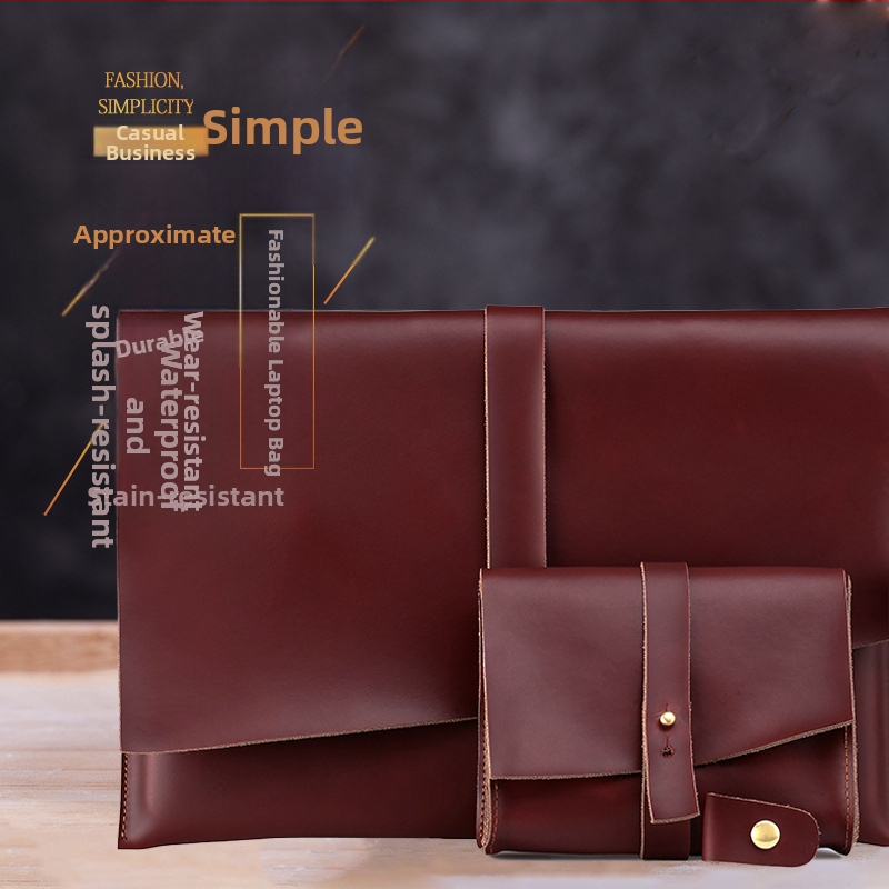 Gledoya S005 Odinė nešiojamojo kompiuterio rankinė su karvės odos vidine pamušalu, atspari vandeniui ir dėvėjimuisi, universalus dizainas, tinkama notebook/tablet/iPad