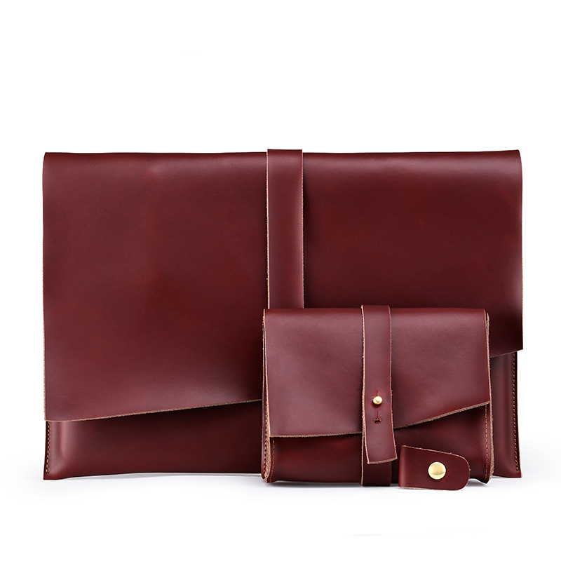 Gledoya S005 Valódi bőr laptop táska belső bélésével, vízálló és kopásálló, uniszex, kompatibilis notebook/tablet