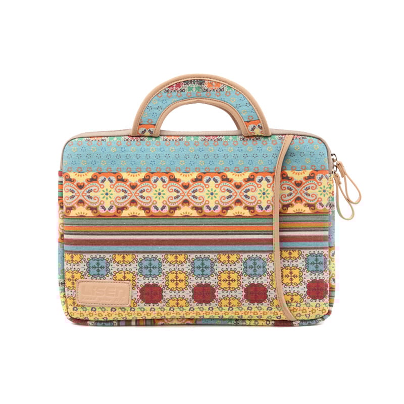 LISEN mados kanvos nešiojamojo kompiuterio krepšys – užtrauktukas, įmontuota kišenė, pamušalas (LS-108) (medžiaga: kanva; uždarymas: užtrauktukas; pamušalas: poliesteris; kišenė: kompiuteriui)