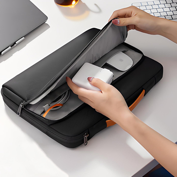 Geantă pentru laptop din material Oxford, rezistentă la uzură, buzunar interior antișoc, extensibilă, închidere cu fermoar