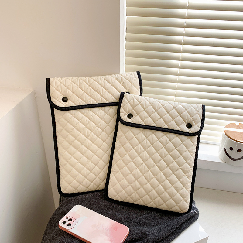Husă din nylon pentru tabletă, cu model în carouri, căptușită cu poliester, respirabilă și impermeabilă, husă de depozitare protejată