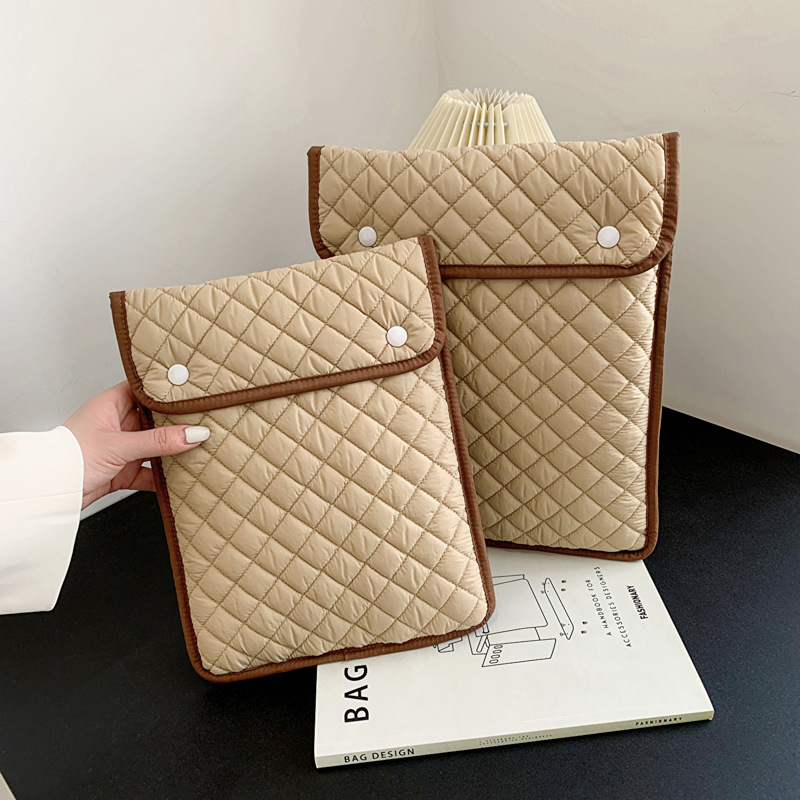 Husă din nylon pentru tabletă, cu model în carouri, căptușită cu poliester, respirabilă și impermeabilă, husă de depozitare protejată