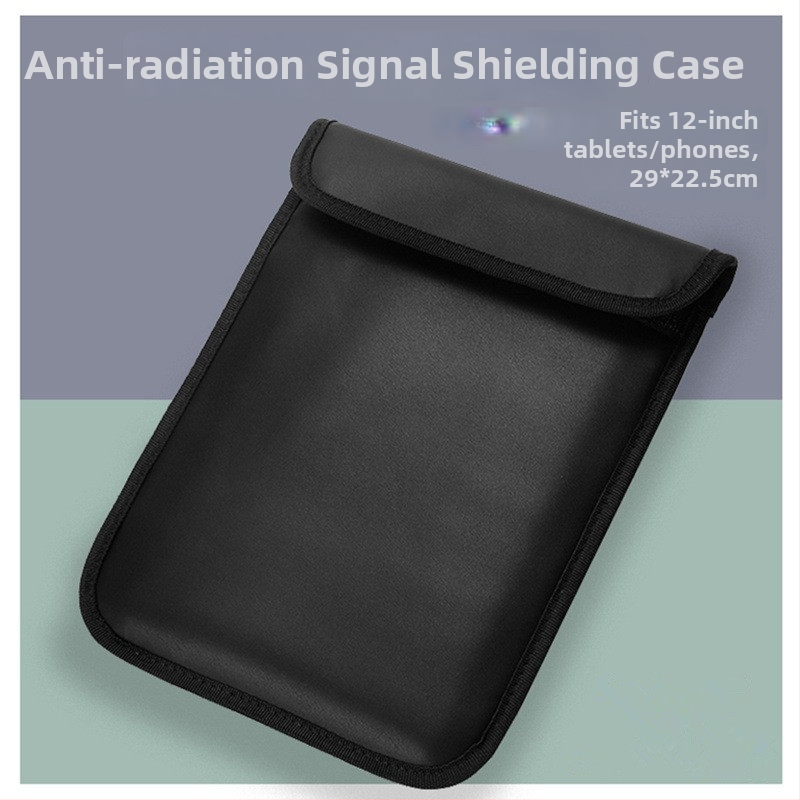 Planšetinio kompiuterio ir telefono apsauginė krepšys su RFID apsauga, prieš radiaciją, anti-demagnetizacija, PU oda, Velcro užsegimas