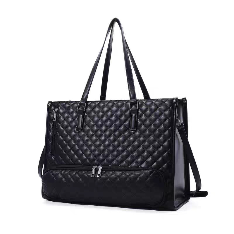 Set 2-in-1 Geantă Tote și Geantă pentru Prânz, Material PU, Rezistent la Uzură, Model Carouri, Căptușeală Poliester, Unisex