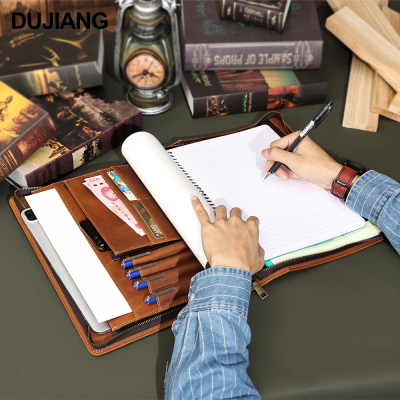 DUJIANG husă iPad din piele naturală – piele de vită de primă calitate, rezistentă la uzură, căptușeală poliester