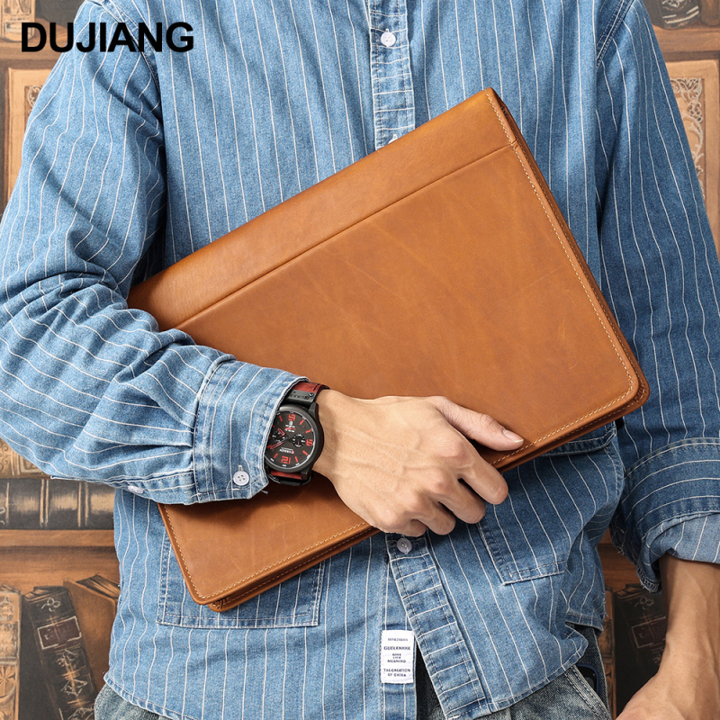 DUJIANG husă iPad din piele naturală – piele de vită de primă calitate, rezistentă la uzură, căptușeală poliester