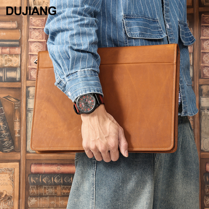 DUJIANG husă iPad din piele naturală – piele de vită de primă calitate, rezistentă la uzură, căptușeală poliester