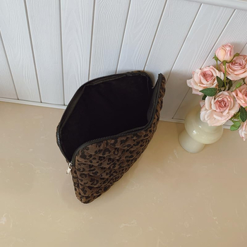 Corduroy quilted laptop bag, leopard print, συμβατή με 15 ιντσών φορητό, βαμβακερή επένδυση, unisex