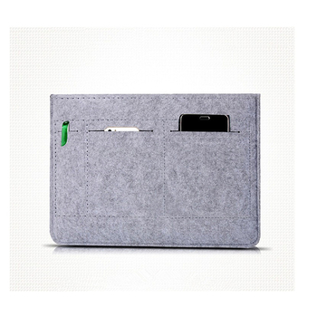 Geantă din fetru pentru notebook și tabletă, cu căptușeală din fibre chimice, închidere cu capac, buzunare interioare pentru calculator și telefon, model geometric