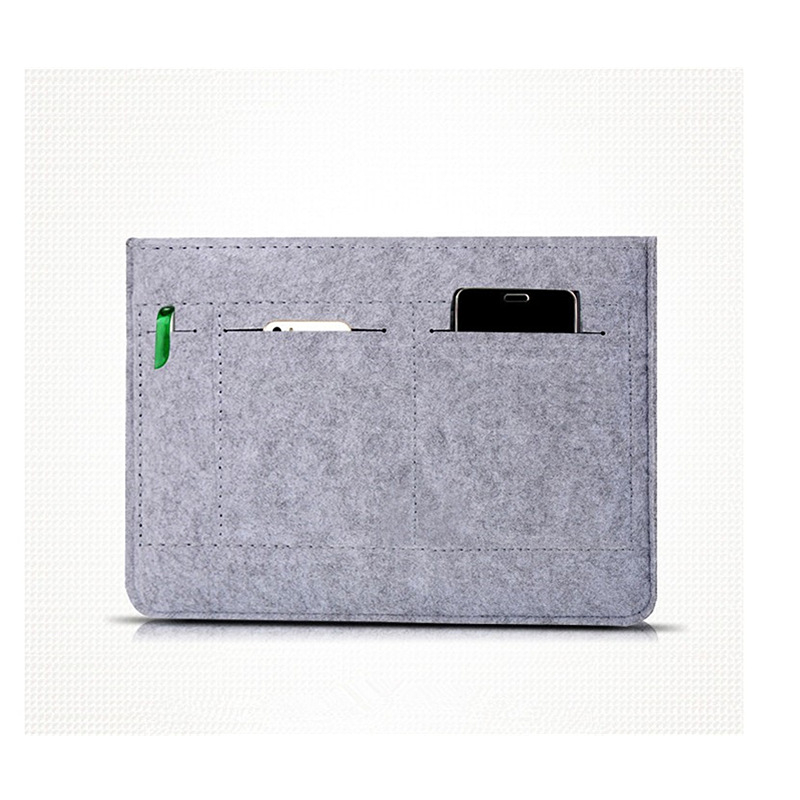 Geantă din fetru pentru notebook și tabletă, cu căptușeală din fibre chimice, închidere cu capac, buzunare interioare pentru calculator și telefon, model geometric