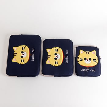 Husă pentru laptop Dongjin din poliester, cu model cap de pisică desen animat, stil fresh și dulce, căptușeală poliester