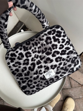 Nylon torba za laptop s leopard printom, brifkas, unutarnja pretinica za bilježnicu, funkcija protiv krađe