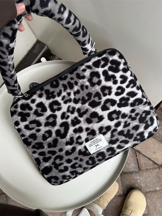 Nylon torba za laptop s leopard printom, brifkas, unutarnja pretinica za bilježnicu, funkcija protiv krađe