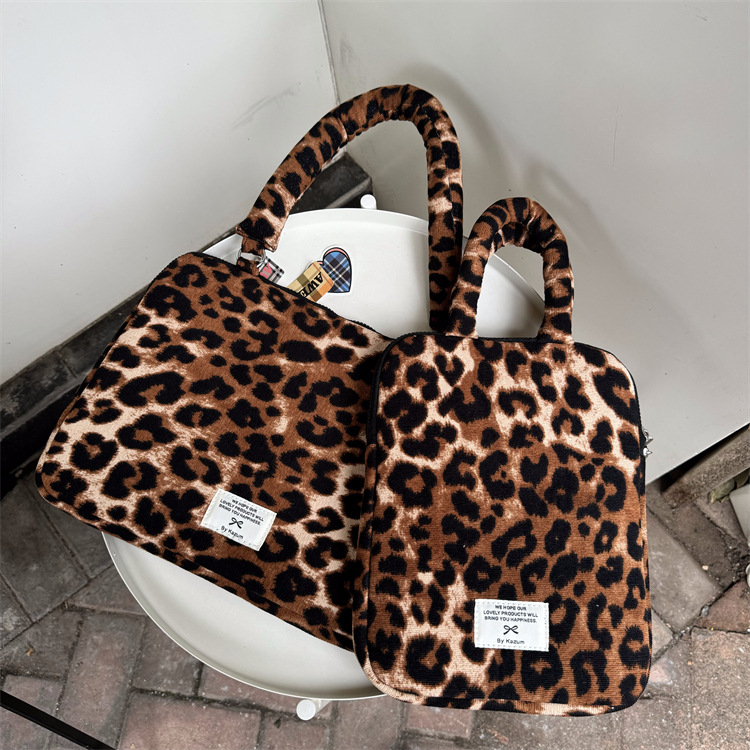 Nylon torba za laptop s leopard printom, brifkas, unutarnja pretinica za bilježnicu, funkcija protiv krađe