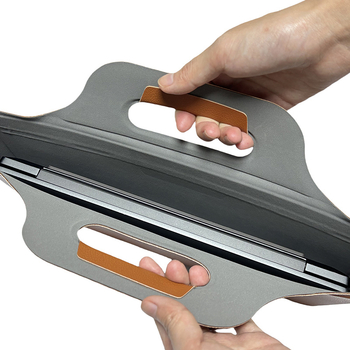 Geantă pentru laptop cu suport, material PU, rezistent la uzură, Vara 2024, brand RJ