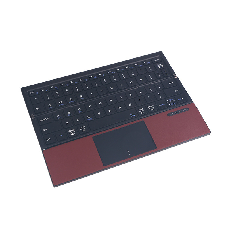 Vezeték nélküli Bluetooth billentyűzet érintőpad-dal, háromrészes összecsukható kivitel, modell Z01, ergonómikus, kompatibil okostelefonokkal, tabletekkel és laptopokkal