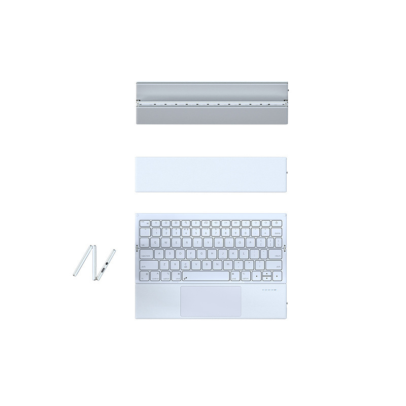 Vezeték nélküli Bluetooth billentyűzet érintőpad-dal, háromrészes összecsukható kivitel, modell Z01, ergonómikus, kompatibil okostelefonokkal, tabletekkel és laptopokkal