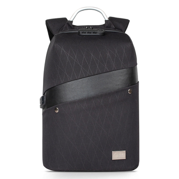 Hátizsák lopás elleni védelemmel, légáteresztő, vízálló, kopásálló anyagból, USB töltőporttal; belső zsebek laptop/tablet/ID számára