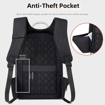 Hátizsák su apsauga nuo vagystės, kvėpuojanti, atspari vandeniui, dėvėjimuisi atspari medžiaga, USB įkrovimo jungtimi; vidinės kišenės nešiojamam kompiuteriui/tabletei/iPad