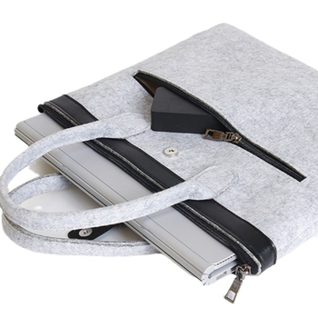 Filc laptop táska cipzárral, belsővel bélelt, cipzáras zsebbel, telefon- és igazolványzsebbel, lélegző, vízálló, lopás elleni, földrengésálló