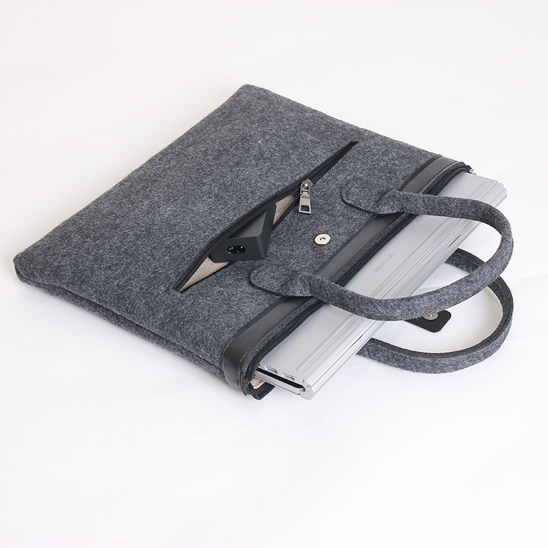 Filc laptop táska cipzárral, belsővel bélelt, cipzáras zsebbel, telefon- és igazolványzsebbel, lélegző, vízálló, lopás elleni, földrengésálló