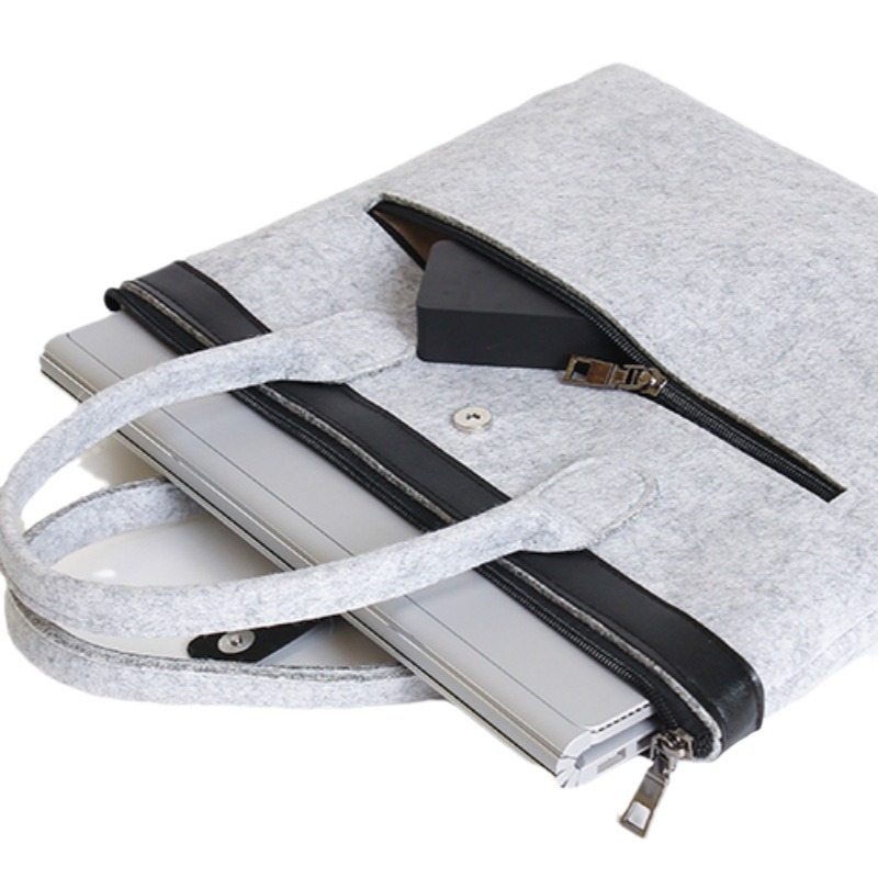 Filc laptop táska cipzárral, belsővel bélelt, cipzáras zsebbel, telefon- és igazolványzsebbel, lélegző, vízálló, lopás elleni, földrengésálló