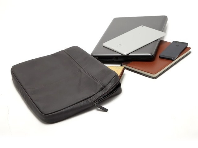 PU bőr táska tabletához és notebookhoz cipzárral, belső bélés, zipzáros zseb és telefon zseb, vízálló és kopásálló, modell HY-2016