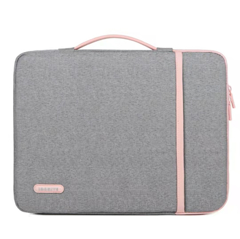 Obal na notebook s mäkkým uchom, polyester, zapínanie na zips, vodeodolný a odolný voči opotrebeniu, proti nárazom, vnútorná tmavá mriežková podšívka, pre obchodné cesty.
