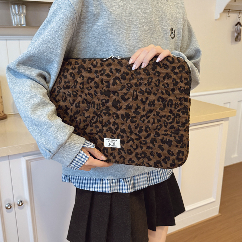 Torbica za laptop s leopard printom, otporan materijal, poliesterova podstava, ulični stil