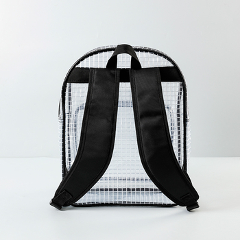 Átlátszó PVC szerszámtáska hátizsákkal, anti-sztatikus és pormentes rács mintázattal, cipzárral, vízálló és kopásálló, teherbírás max. 10 kg