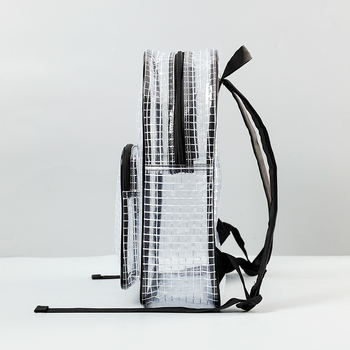 Átlátszó PVC szerszámtáska hátizsákkal, anti-sztatikus és pormentes rács mintázattal, cipzárral, vízálló és kopásálló, teherbírás max. 10 kg