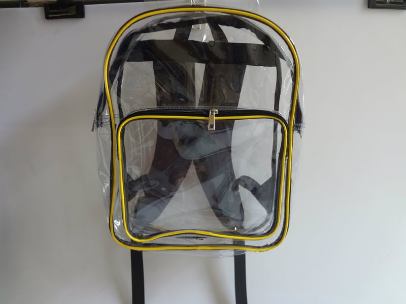 Átlátszó PVC szerszámtáska hátizsákkal, anti-sztatikus és pormentes rács mintázattal, cipzárral, vízálló és kopásálló, teherbírás max. 10 kg