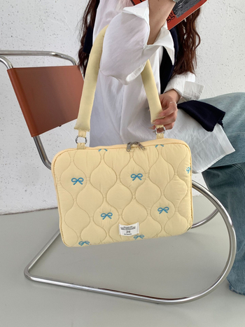 LIFEHOHO Geantă pentru laptop cu broderie coreeană în formă de fluture, poliester, căptușeală interioară, lansare primăvara 2025, pentru femei