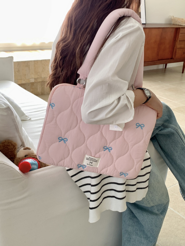 LIFEHOHO Geantă pentru laptop cu broderie coreeană în formă de fluture, poliester, căptușeală interioară, lansare primăvara 2025, pentru femei