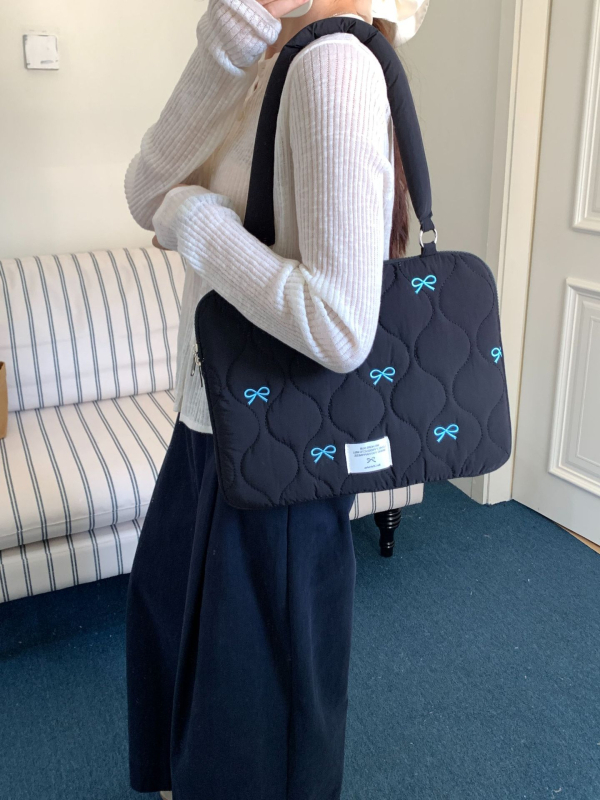 LIFEHOHO Geantă pentru laptop cu broderie coreeană în formă de fluture, poliester, căptușeală interioară, lansare primăvara 2025, pentru femei