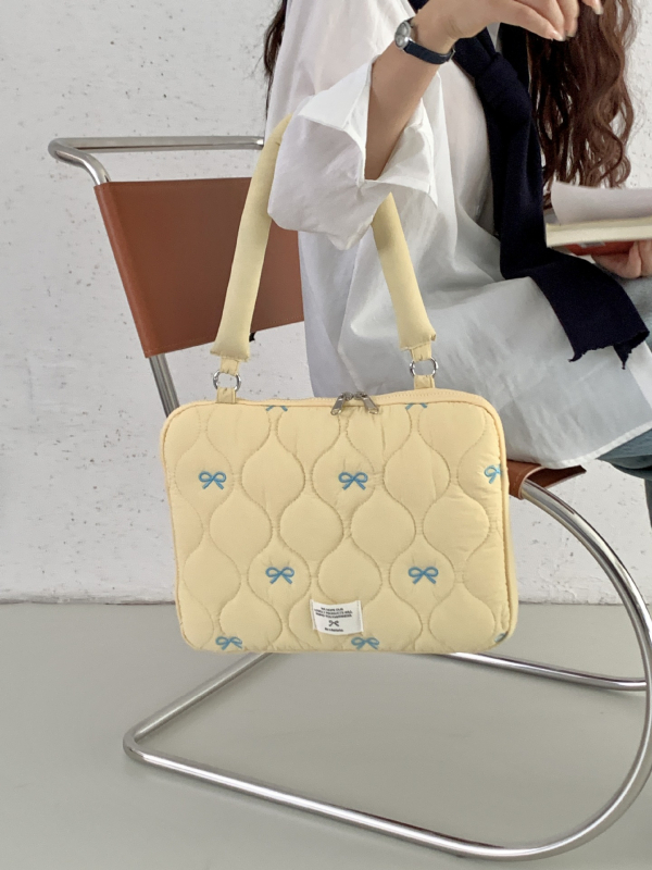 LIFEHOHO Geantă pentru laptop cu broderie coreeană în formă de fluture, poliester, căptușeală interioară, lansare primăvara 2025, pentru femei