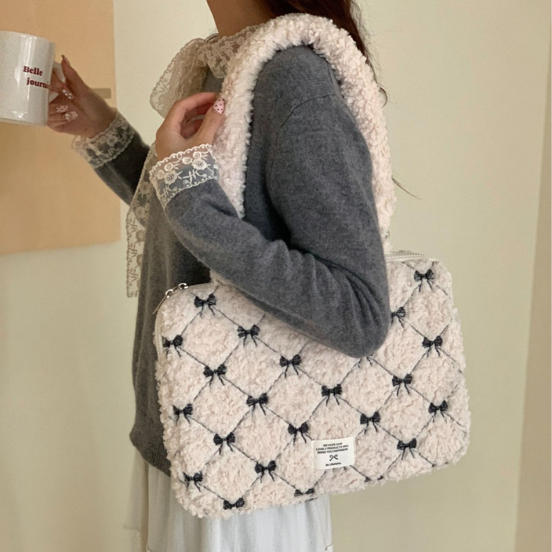 Geantă pentru notebook din pluș, model animal, căptușeală din poliester, unisex, primăvara 2025