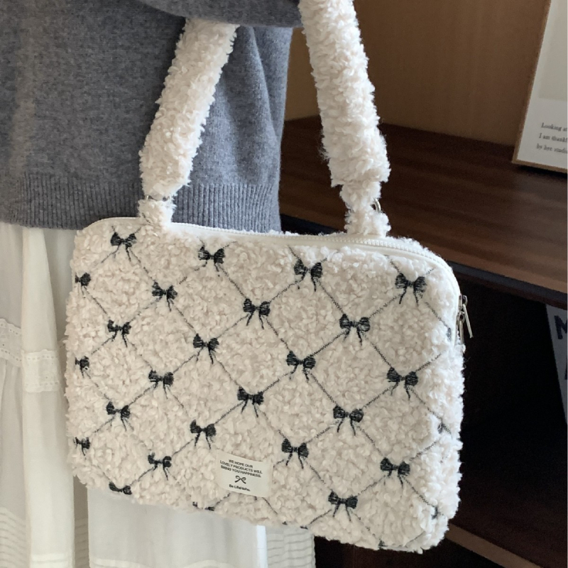 Geantă pentru notebook din pluș, model animal, căptușeală din poliester, unisex, primăvara 2025