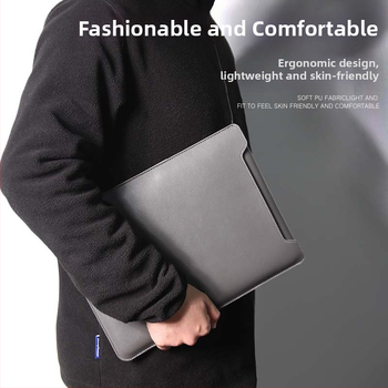 Jinfengxin PU kožená taška na notebook, vodotesná a odolná voči nárazom, skladateľný dizajn, PU podšívka, unisex