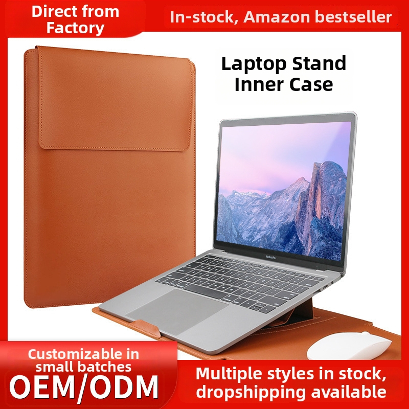 Jinfengxin PU kožená taška na notebook, vodotesná a odolná voči nárazom, skladateľný dizajn, PU podšívka, unisex