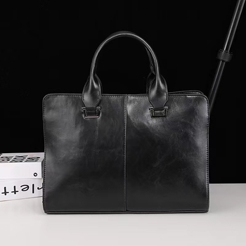 Muška poslovna torba od prave kože za laptop, gradski stil jednostavnosti, podstava od poliestera, otporna na habanje, proširiva