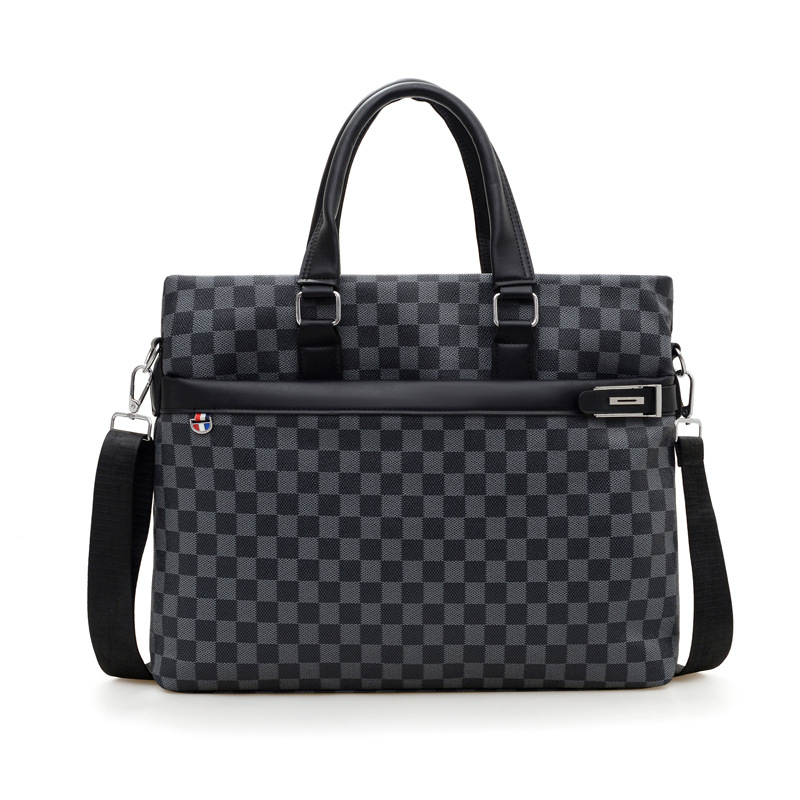 Unisex torba za laptop od PU kože s kariranim uzorkom, otporna na habanje, podstava od poliester