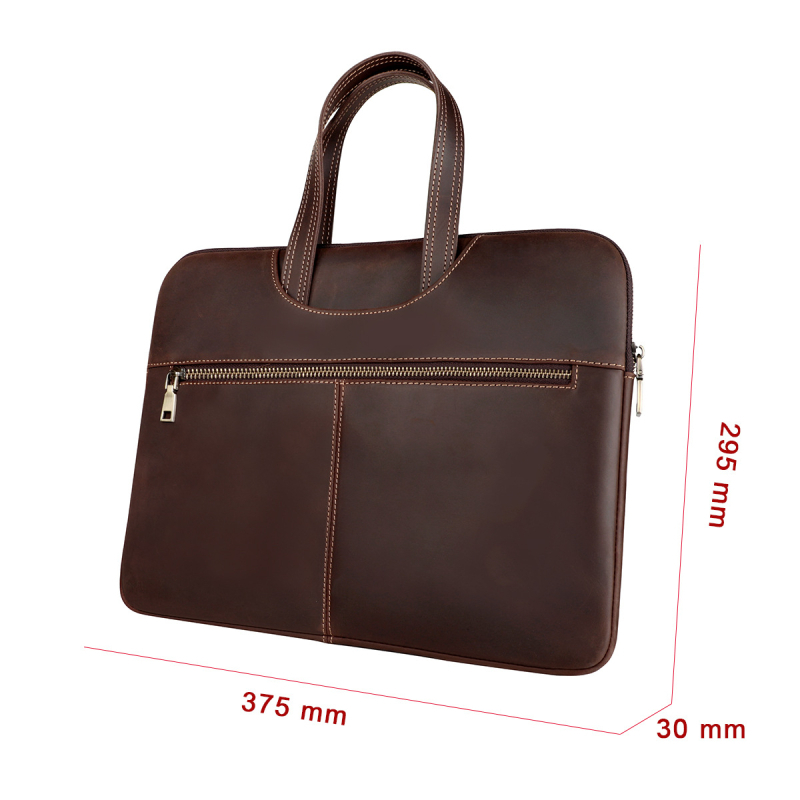 Husă pentru laptop MacBook Pro din piele Crazy Horse, rezistentă la uzură, căptușeală din poliester