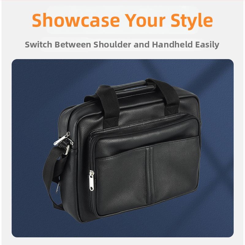 Geantă pentru laptop – stil Business Elite, Material PU, respirabilă, impermeabilă, antibacteriană, capacitate extensibilă