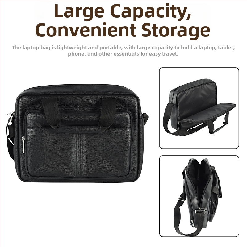 Geantă pentru laptop – stil Business Elite, Material PU, respirabilă, impermeabilă, antibacteriană, capacitate extensibilă