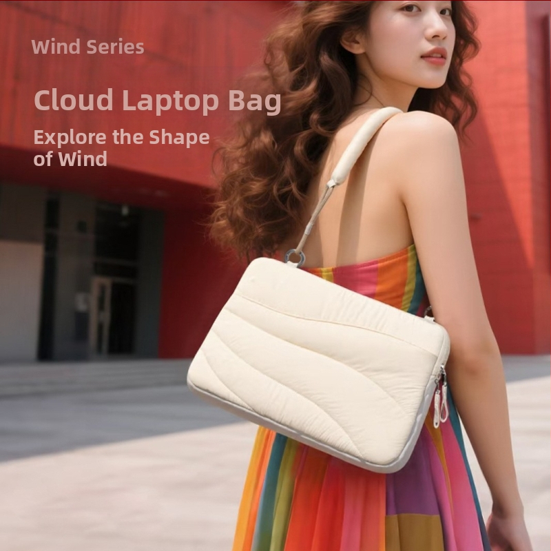 Nylonová taška na notebook s protišokovou ochranou, odolná voči opotrebeniu, zapínanie na zips, mäkká rukoväť, kompatibilná s Apple a Huawei pre služobné cesty.